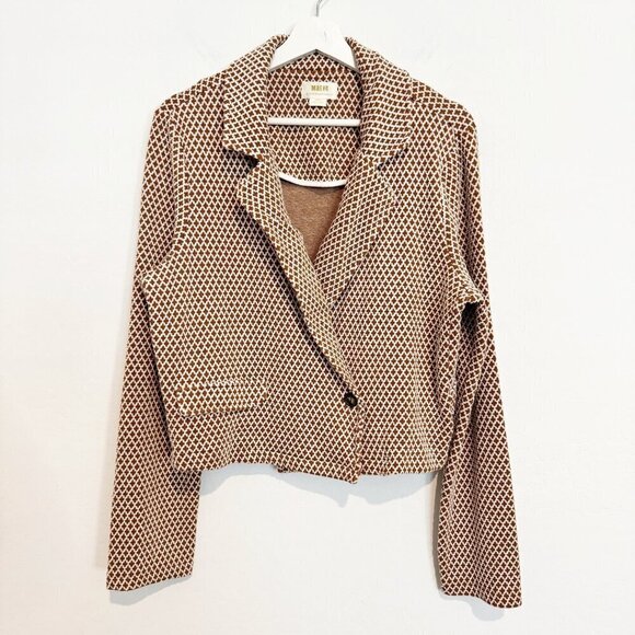 Maeve Cropped Knit Blazer Jacket Anthropologie Office Academia Work Preppy Large - Picture 4 of 12